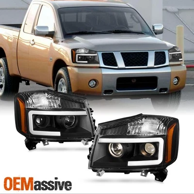 Faros delanteros negros para estacionamiento con tubo LED Armada 2004-2015 Tian 05-07 Foto 1 de 4