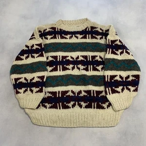 Vintage Strickpullover Abstrakt Gemustert Grobstrick Pullover Herren XL - Bild 1 von 8
