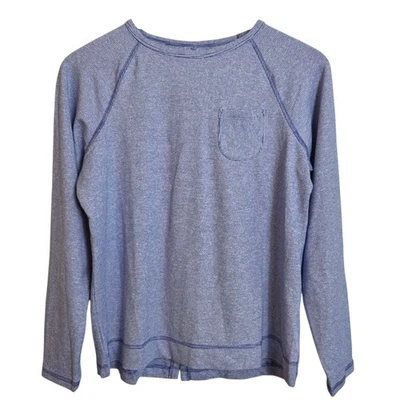 LL Bean девочек в полоску длинным рукавом Топ с карманом размер XL 18 синий белый - Изображение 1 из 4