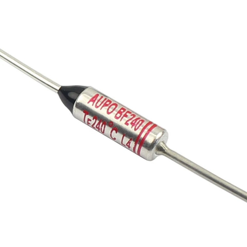 2 piezas eslabones de fusibles térmicos AUPO BF240 cable axial corte TF 240 °C 240C 250V 10A