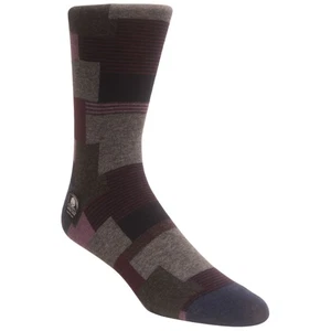 Modern Motif Plum/Blue Men’s Crew Dress | Stacy Adams Premium Socks (One Size) - Picture 1 of 2