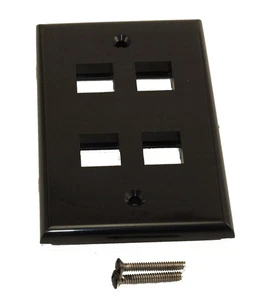 Wallplate: Keystone  4 Hole - Black - Picture 1 of 2