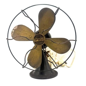 1930'S Emerson Style 10" Brass Fan Super Blue Line Montgomery Wards WORKS GREAT - Picture 1 of 7