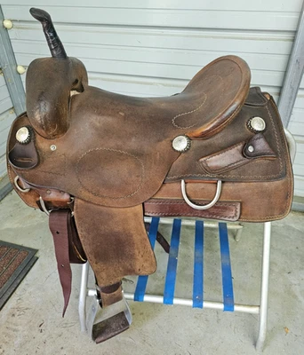 Used 17.5 " Jasper Haynes Saddlery Brown Leather Cutting Saddle - Image 1 of 4