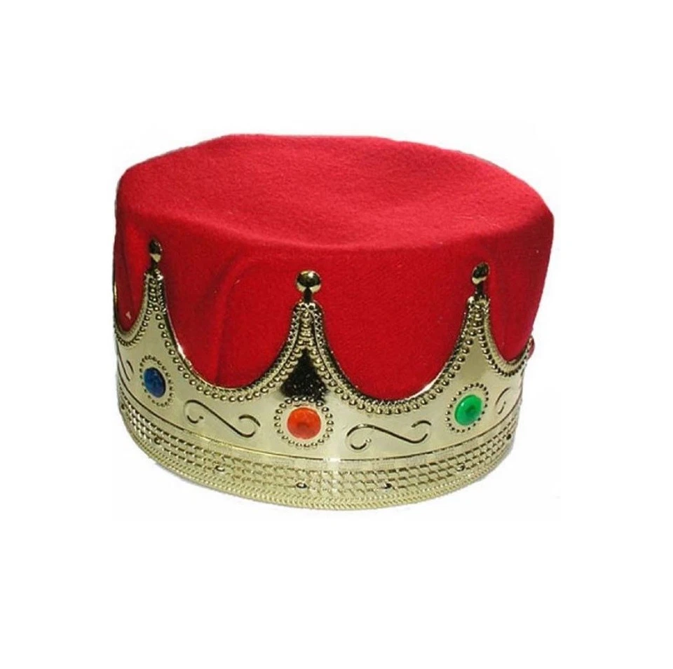 Crown - King Queen - Red Felt Fabric - Costume Accessory - Adult Teen - Image 1 of 1