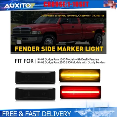 Luz de señalización lateral LED ahumada para guardabarros 94-02 Dodge Ram 2500 3500 doble 4-20X Foto 1 de 4
