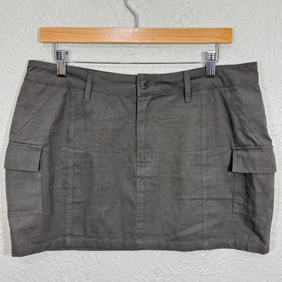 Motel Rocks Cargo Mini Skirt L Ajeng Utility Y2K Street Goth Cotton Panama Grey - image 1 of 4