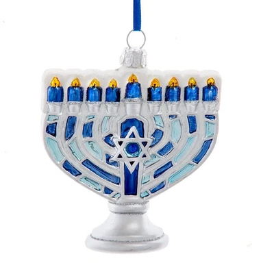 Kurt Adler: Hanukkah; adorno de menorá de vidrio Noble Gems™ Foto 1 de 4