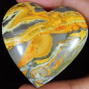 100.45 CT Natural Bumble Bee Jasper Heart Cabochon AA Gemstone 43x41x8 mm WR403 - Picture 1 of 7