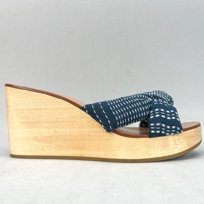 Sandalias Loeffler Randall para mujer 6 Taylor zapato nudo azul plataforma madera tacón de cuña Foto 1 de 4