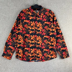 Joe Browns Herren Hemd XL Rot Orange Blumen Blätter Print Baumwolle Smart Freizeit Party - Bild 1 von 9