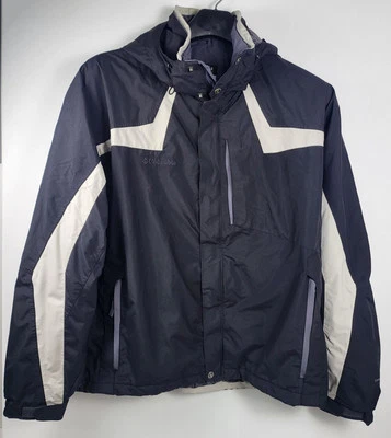 Chaqueta con capucha de nailon aislante Columbia para hombre talla 2XL blanca y negra impermeable Foto 1 de 4