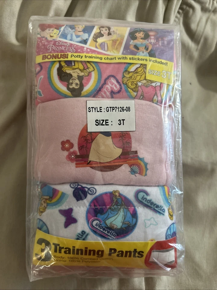 Paquete de 3 pantalones de entrenamiento Princesas Disney para niñas nuevos con etiquetas 3T Foto 1 de 1