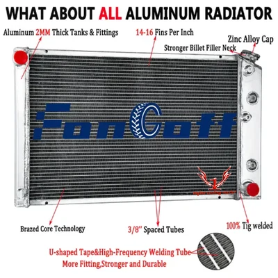 Radiador de aluminio de 3 filas para Chevy Camaro 1970-1981/78-87 El Camino Monte Carlo Foto 1 de 4