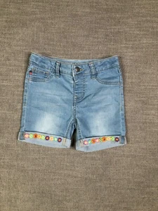 Vigoss Mid Shorts Girls 5 6 Blue Denim Malibu Light Wash Casual Spring Floral - Picture 1 of 11
