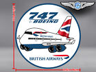 BRITISH AIRWAYS BA PUDGY BOEING B747 B 747 ROUND DECAL / STICKER