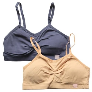 Women's Sports Bra 2-Pack Nude & Blue Size LARGE - Ruched Center - Picture 1 of 7