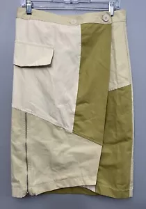 Zara Patchwork Beige/Yellow/Green Asymmetrical Skirt Size Medium - Picture 1 of 8