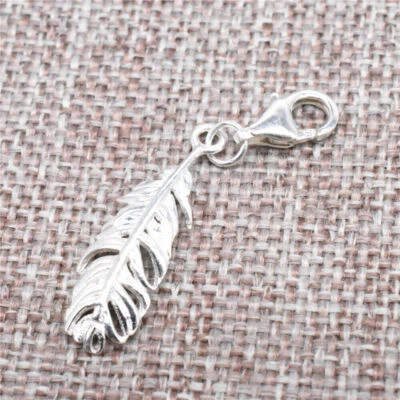 925 Sterling Silber Feder-Clip-on-Charm-Karabinerverschluss für Armband - Bild 1 von 4