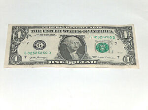 2017 Bill Banknote Chicago 25 Repeat 26 & 0 Ends 02526260 Fancy Money Serial