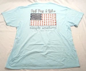 Simply Southern Women's XL Rescue Dog American Flag Patriotic T-Shirt Graphic - Picture 1 of 4