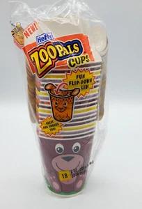 Hefty Zoo Pals ZooPals Klappdeckel kalte Tassen 18 Kt eingestellte Tiere neu aus altem Lagerbestand vz - Bild 1 von 6