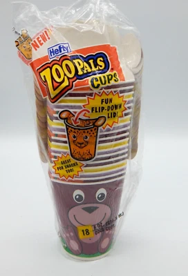 Hefty Zoo Pals ZooPals Flip Down Lid Cold Cups 18 Ct Discontinued Animals NOS EF - Image 1 of 4