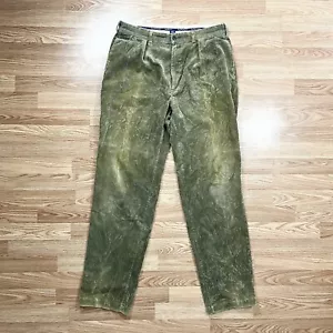 Pantalone vintage Polo Ralph Lauren verde oliva plissettato velluto a coste uomo 36 x 36 - Foto 1 di 5