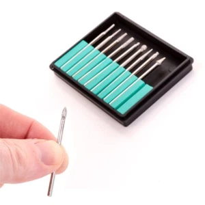 10Pc DIAMOND BURR DRILL BIT SET 150 Grit Dremel Carving Filing Tile Glass Metals - Picture 1 of 3