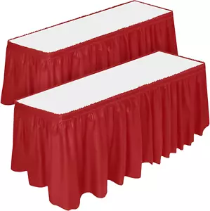 2 Pack Table Skirts, 29 in X 14 Ft Each, Multi Pack -BPA Free- Plastic Tableskir - Picture 1 of 12