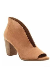 Lucky Brand size 8.5 Shoes Joal Pump Leather Open Toe Suede Heel Bootie - Picture 1 of 15