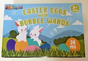Prefilled Easter Eggs with Bubble Wands - 24 Pcs - Easter Egg Hunt Age 3 + NEW - Picture 1 of 2