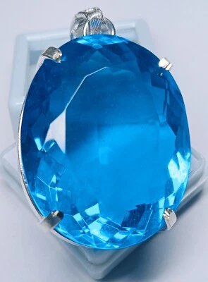 Shine Blue Topaz Oval Cut 114.90 Ct Pendant Natural Loose Gemstone EGL Certified Foto 1 de 4