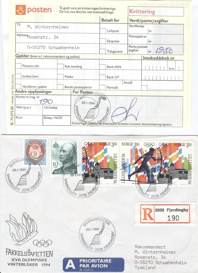 Norway Olympic Games Lillehammer 1994 Torchrelay Fjerdingby 28.1.1994 - Image 1 of 1