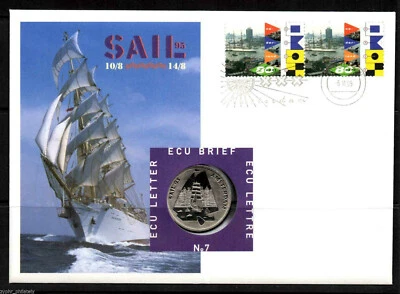 Netherlands “SAILING SHIPS ~ YACHTS ~ AMSTERDAM SAIL 95” ECU Letter Coin Cover - Image 1 of 4