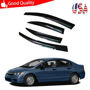 🔥Window Visors Rain Sun Shade Guards Fit For Honda Civic 4-Door Sedan 2006-2011 - Picture 1 of 10