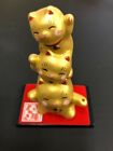 Pottery Maneki Neko Beckoning Lucky Cat 1374 Good Fortune Gold 105Mm From Japan
