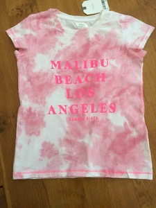 NEXT Girls Pink Tie Dye 100% Cotton T-Shirt - BNWT - Picture 1 of 2