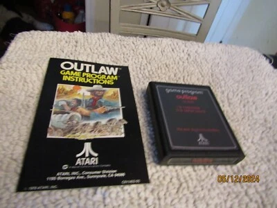 Vintage Atari Outlaw Game Program Cartridge CX2605 1978 w Instructions - Image 1 of 3