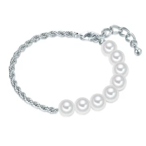 luluandjane Damen Perlen-Armband Messing Muschelkernperle 18,0 cm Basislänge + - Bild 1 von 3