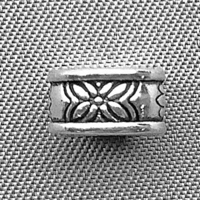 Tibetan Style Flower Drum Beads 8x4mm Antique Silver 5mm Large Hole Q50 per Pkg - Image 1 of 2