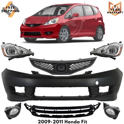 Front Bumper Cover Fascia Paintable & Grille Assembly For 2009-2011 Honda Fit Foto 1 de 4