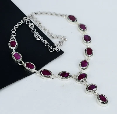 Collana In Rubino Di Kashmir Elettroformata In Argento Sterling 925 Per Lei - Immagine 1 di 4
