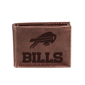Buffalo Bills, Cartera Doble Plegable, Marrón, CH, 100% Cuero Genuino - Imagen 1 de 1