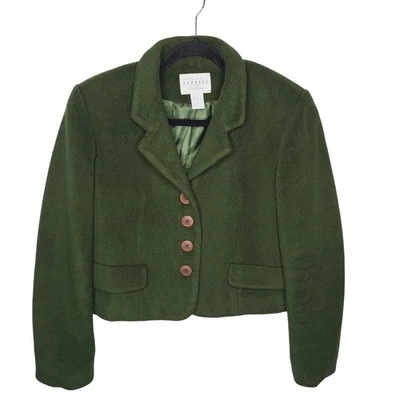 Chaqueta Blazer Recortada Compagnie Express Tailleur Años 90 De Colección S Botella Verde Vellón Foto 1 de 4