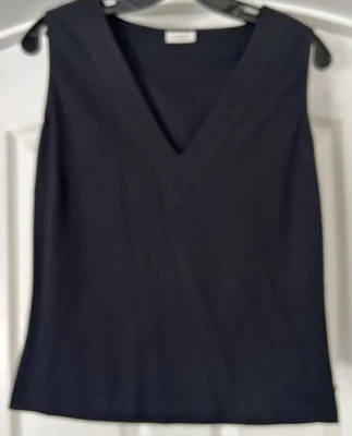 Top tejido sin mangas azul marino Akris para mujer diseñador silencioso lujo minimalista 8 Foto 1 de 4