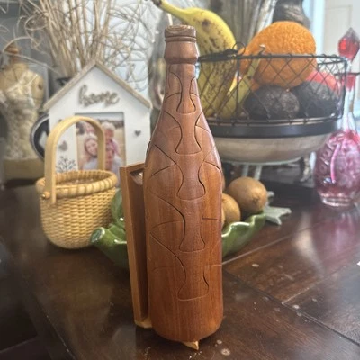  Botella de Vino Madera Puzzle Juego Diseño 3D Rompecabezas Set De Colección  Foto 1 de 3