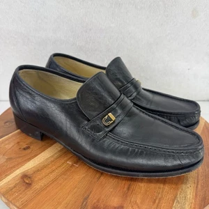 Florsheim Imperial Moc Toe Loafers Dress Shoes Gold Accents Slip On Black 10 D - Picture 1 of 11