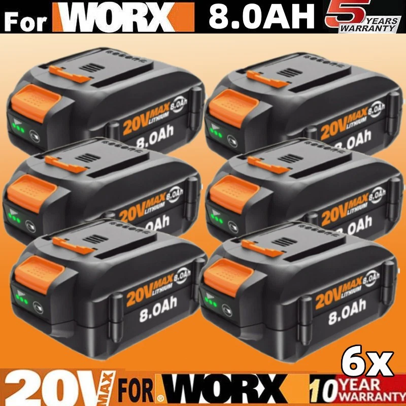 1 ~ 6шт для WORX 20V 8.0AH MAX удлинить литиевый аккумулятор 20 вольт WA3520 WA3525 WA3575 - Изображение 1 из 4