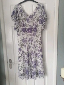 ANNA ROSE LADIES SZ14 WHITE/LILAC FLORAL FLOATY CHIFFONY DRESS WEDDING PARTY... - Picture 1 of 7